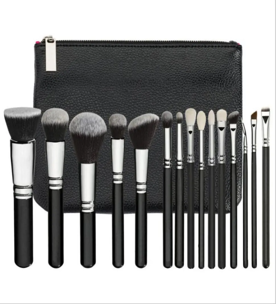 Mermaid 15pcsset Makeup Brushes with PU Bag Professional Brush for Build Base Blush Eyeshadow Eyeliner Blending Pencil7042342