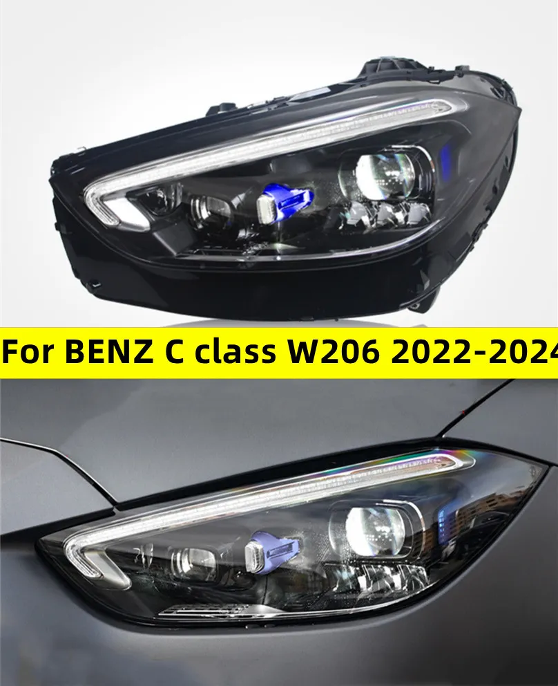 Все светодиодные фары для BENZ C Class W206 20 22-2024, светодиодные дневные фары высокой конфигурации, сигнальные фары в сборе