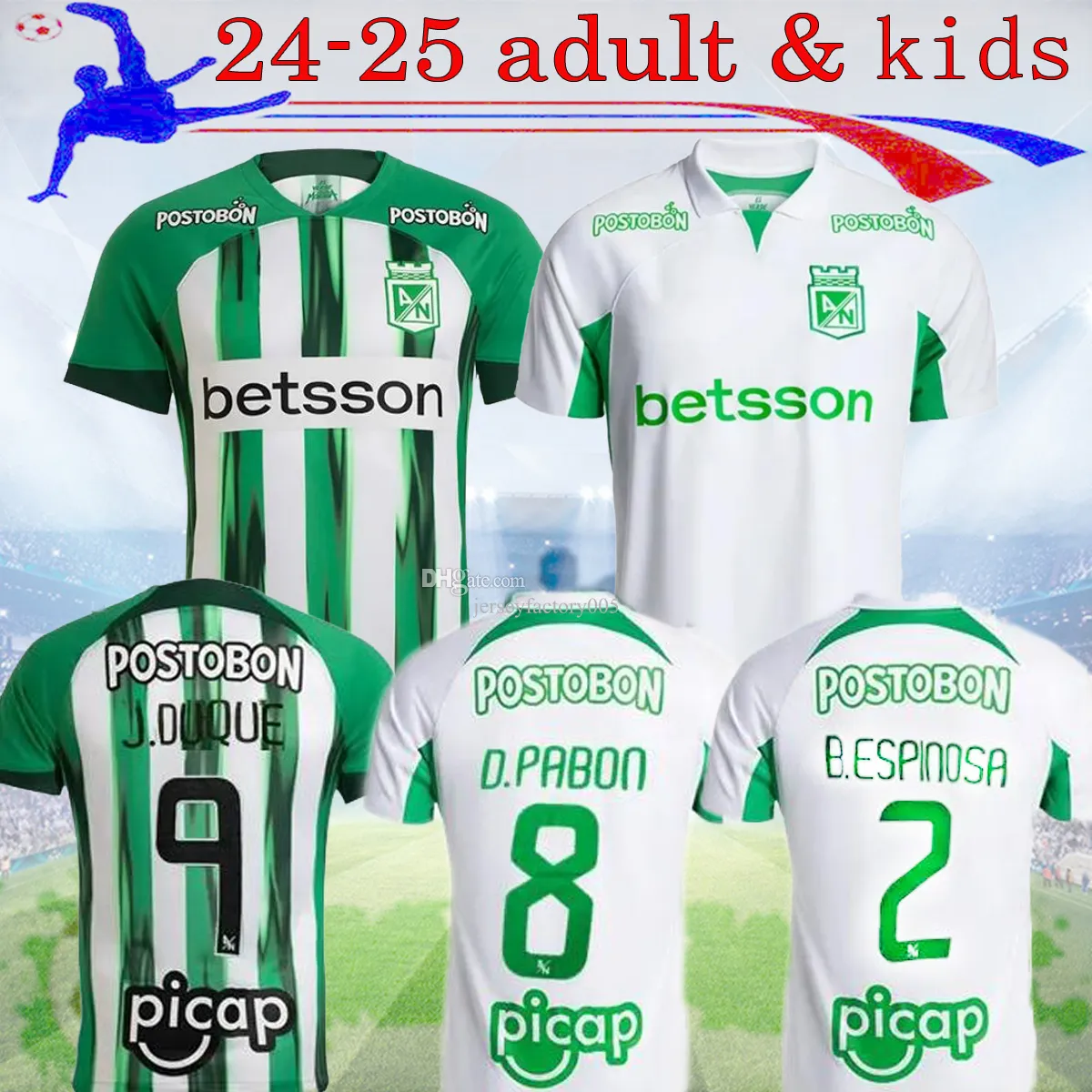 24 25 Atletico Nacional Medellin Soccer Jerseys J.Duque da Costa D.Pabon Jarlan 2024 Home Away Training Football Shirt