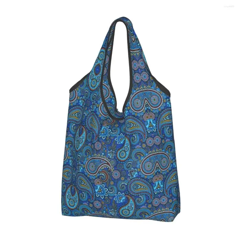 Storage Bags Kawaii Printing Bohemian Style Bandanna Paisley Pattern Tote Shopping Portable Shopper Shoulder Handbag