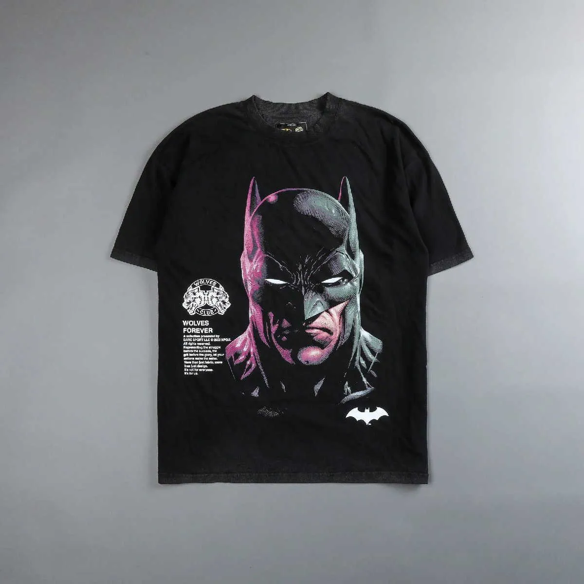 DarcSport Batman Print T-shirt Wolf Head American Mens and Womens