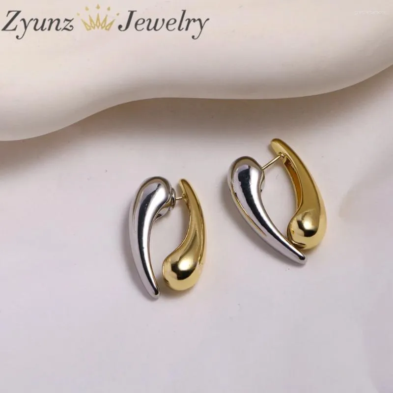 Stud Earrings 5 Pairs Gold Silver Collision Color Water Drop Earring Double Wearing Smooth Glossy Trendy Party Jewelry For Fashion Women