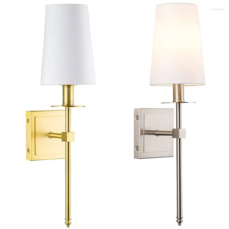 Wandleuchte Retro American Gold Lights Einfache weiße Stoffabdeckung Home Hintergrund Dekoration Eingangskorridorbeleuchtung