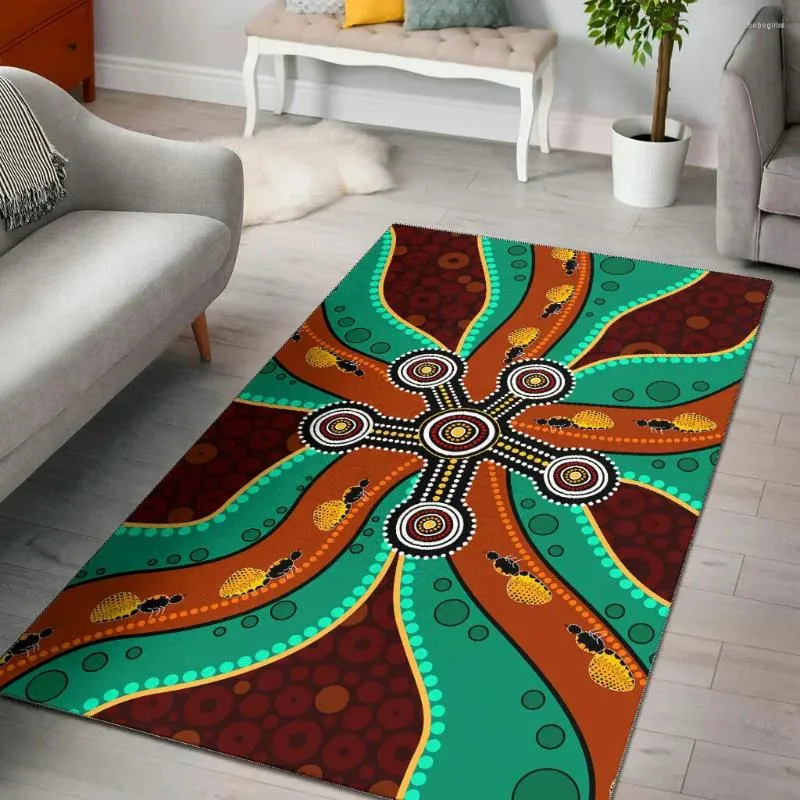 Tapis Aborigène Dot Art représentant des fourmis de miel Tapis de chambre Tapis de sol antidérapant Grand tapis Décoration de la maison Salon à thème