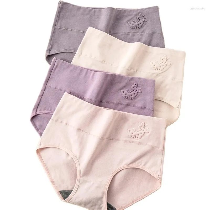Women's Panties 4Pcs/lot High Waist Cotton Women Briefs Seamless Fashion Print Cute Underwear Comfort Female Lingerie Plus Size 5XL