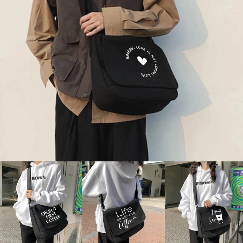Çanta omuz messenger çantaları harajuku tuval crossbody kadınlar Japon diyagonal kese kız öğrenci zarf gıda desen