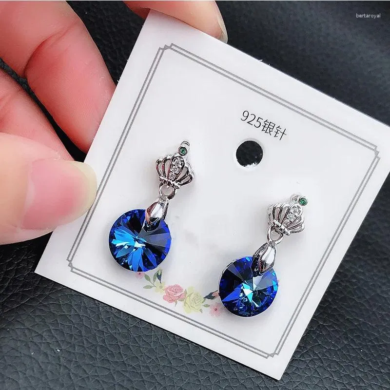 Dangle Earrings 925 Silver Needle Water Droplets Crystal From Austrian Temperament Korean Personality Wild For Women