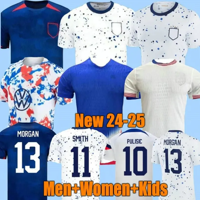 2023 2024 2025アメリカ合衆国ピューチックサッカージャージReyna McKennie Weah Swanson Usas 23 24 25 McKennie Ferreira Dest Morgan Rapinoe Men / Kids Kit Football Shird