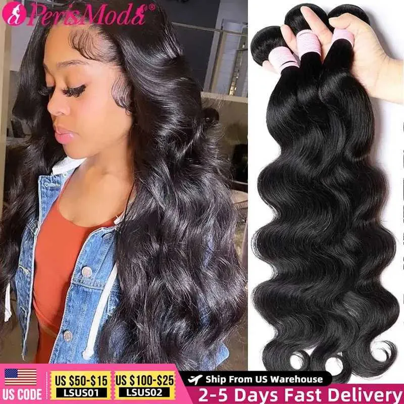 Synthetische pruiken PerisModa Body Wave Bundels Echt haar Braziliaans Weven Natuurlijk Zwart 3 4 Bundels Aanbieding Onbehandeld haar 30 inch Ruw haar 240329