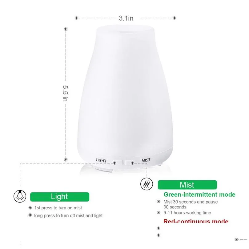 Night Lights 100Ml Essential Oil Diffuser Humidifier Aroma 7 Color Led Light Trasonic Cool Mist Fresh Air Aromatherapy2481255 Drop Del Dhin7