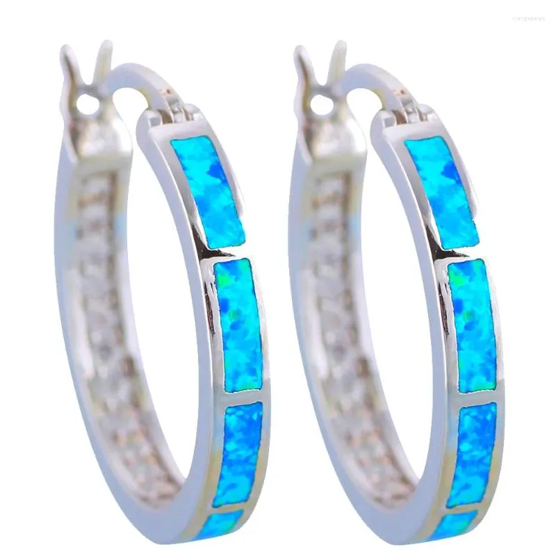 Boucles d'oreilles créoles JLE-946, opale de feu bleue, boucle d'oreille à la mode pour femmes