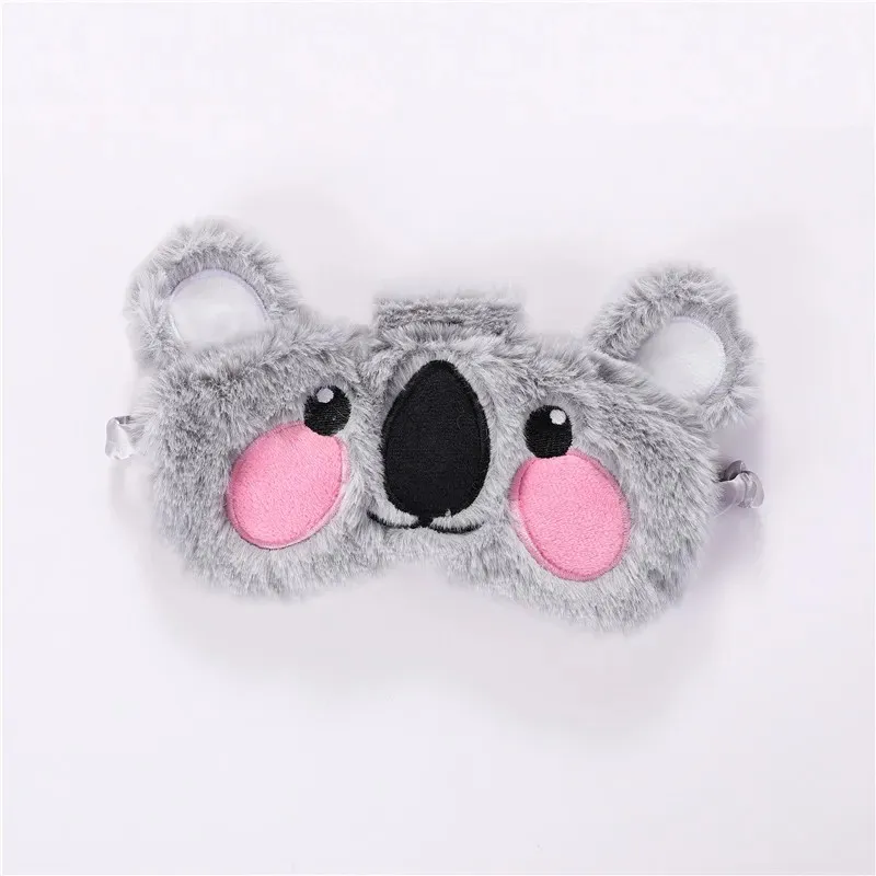 2024 Plush Sleep Mask Cute Koala Rabbit Sort Blindbind Eye Band Aid Cover Night Dream Mask Bomullsbandage för Sleeing Relax- För avkoppling Sleep Mask