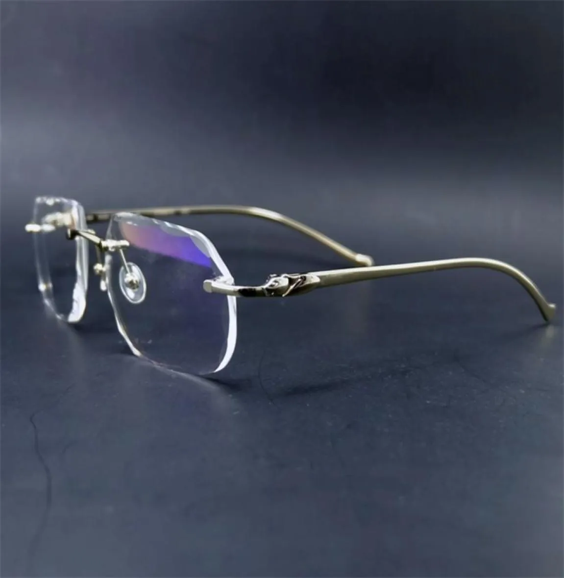 Diamant Cut Gereeglasses Frame Clear Rimless Eye Glasses Frame för män och kvinnor Lyxiga glasögon EE Gau8862777