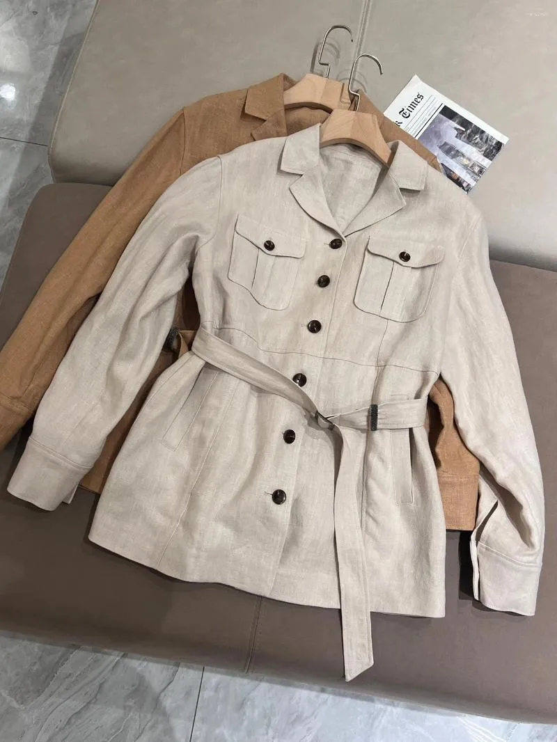Ternos femininos 24 primavera jaqueta de linho workwear solto seção fina manga longa casaco casual blusão terno