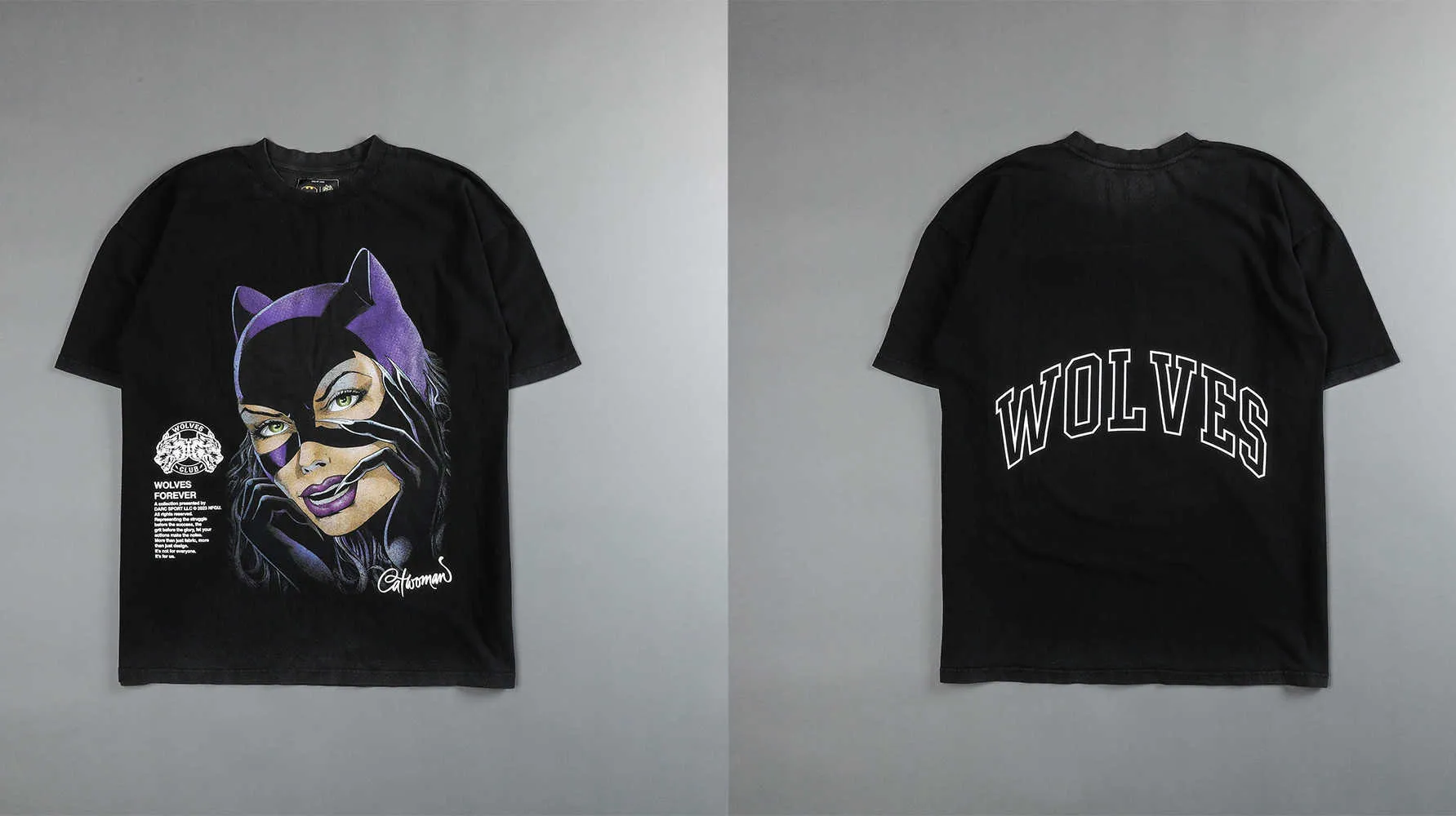 DarcSport Batman Print T-shirt Wolf Head American Mens and