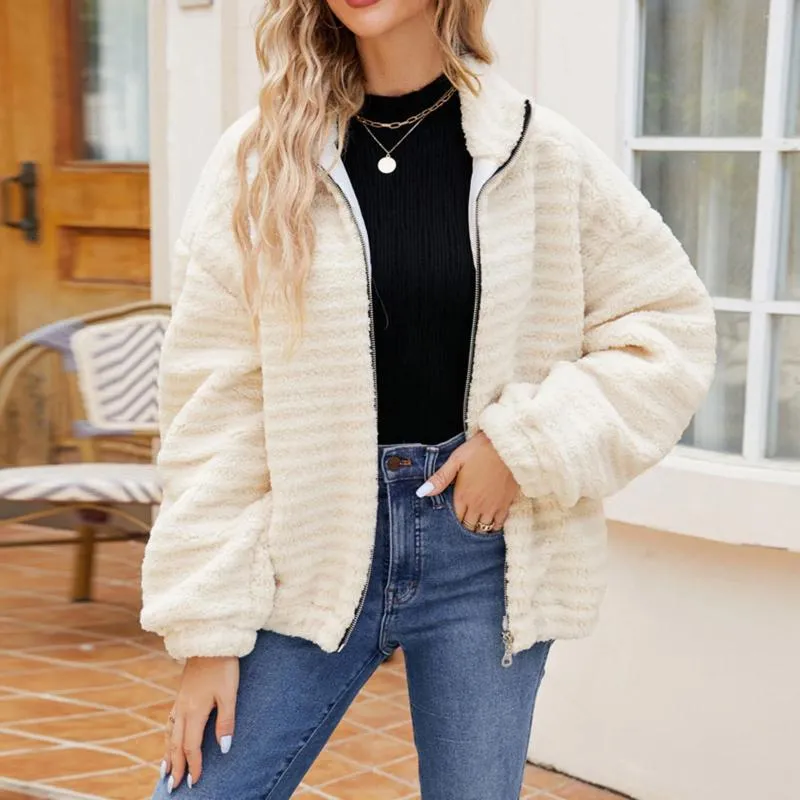 Women's Jackets Lightweight Fleece Full Zip Clothe Long Teddy Down Coat Winter Warm Puffy Fluffy Sleeve