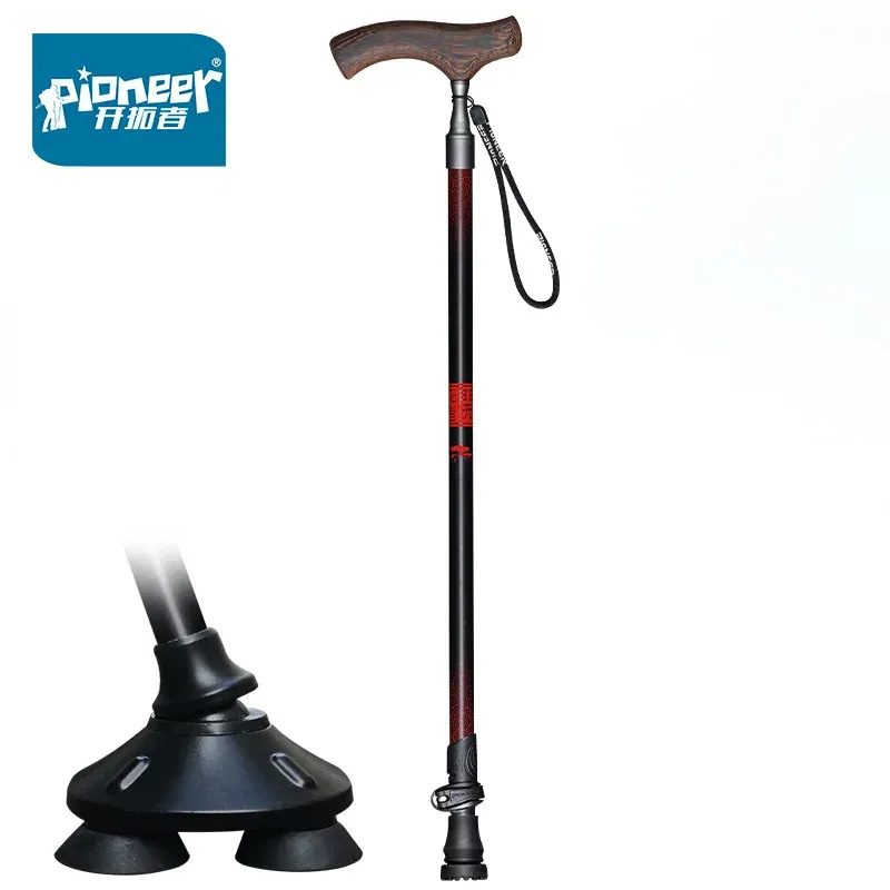 Stokken Pioneer Houten T-handgreep Wandelstokken voor toerisme Riet Trekking Nordic Walking Pole Wandelkrukken Bar Ultralicht