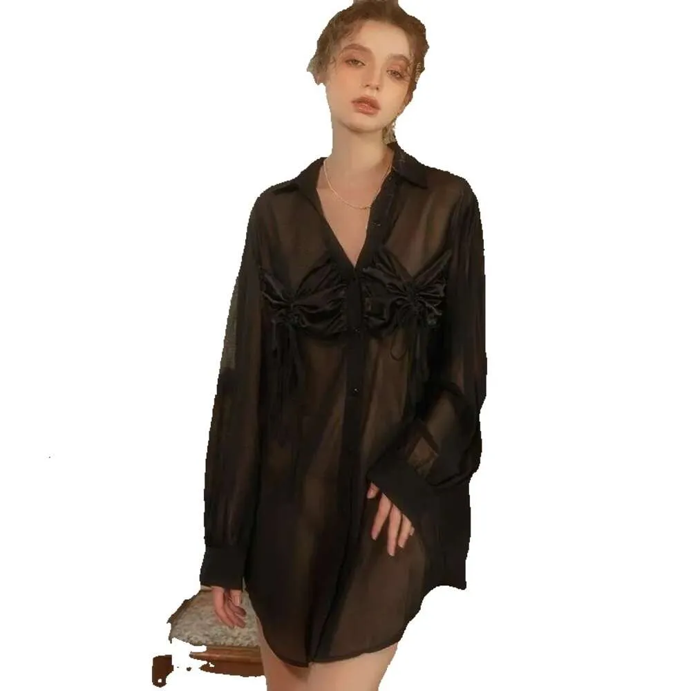 DHgate Sheer White Chiffon Boyfriend Shirt Sexy Pajama Top for Womens Nights Health Beauty