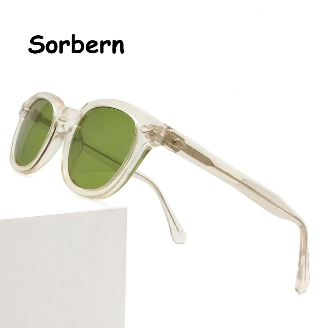 Przezroczyste octanowe okulary przeciwsłoneczne mężczyzn projektowanie marki przezroczyste okrągłe okulary słoneczne dla kobiet retro odcienie zielone Oculos de sol3938366