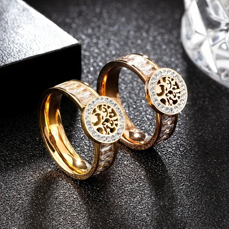 Luxo feminino flor design14k anel de ouro quadrado strass anéis de cristal para mulheres homens casal jóias de casamento presente