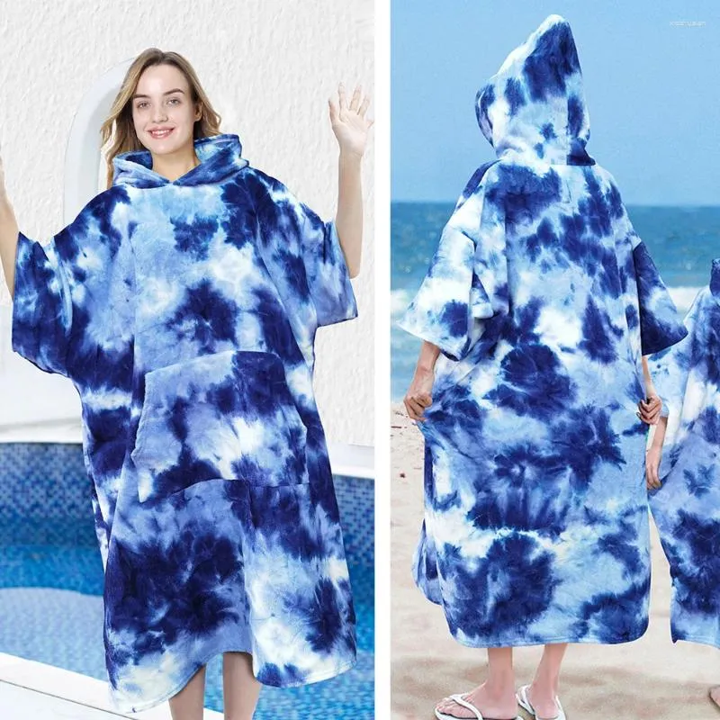 Robes de fille Couverture de plage en microfibre Serviette de bain multifonctionnelle Tissu à séchage rapide avec de grandes poches pour surfeur nageur plongeur