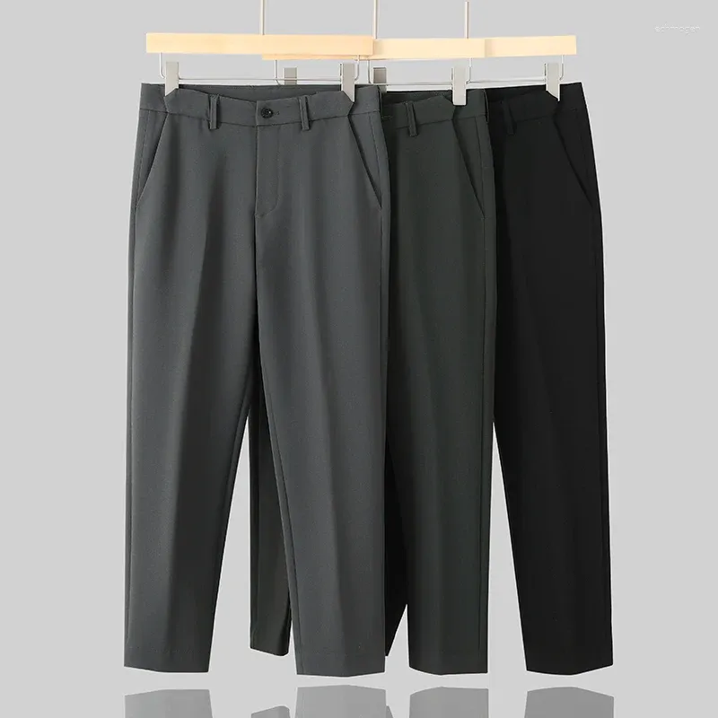 Costumes pour hommes, pantalon de costume à la cheville, sangle extensible, taille élastique, petit pantalon décontracté, tissu confortable, non serré