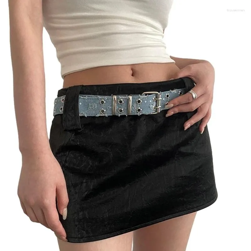 Belts Fashion Adult Waist Belt With Adjustable Double Pin Buckle Waistband Harajuku For Women Distressed