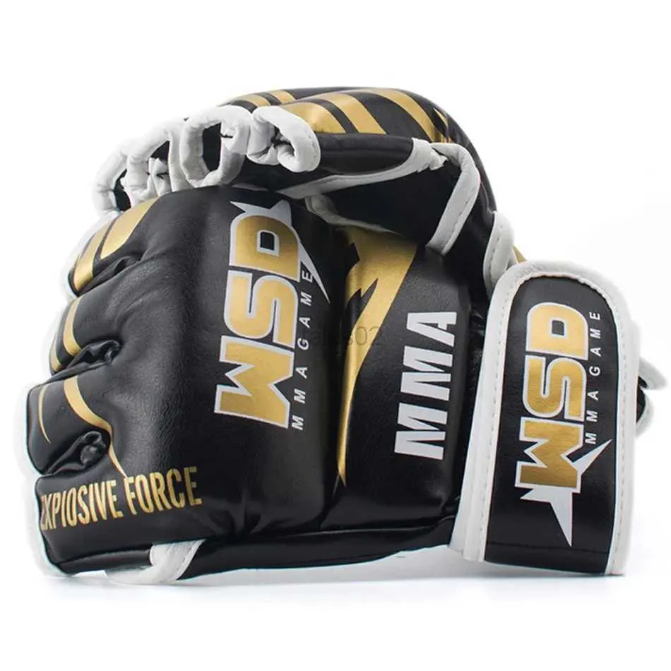 Skyddsutrustning värt PU Half Finger MMA handskar för män kicki boxning karate muay thai guantes de boxeo fri fight sanda träning utrustning yq240318