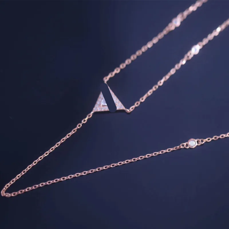 Projektant Mesikas Wiselant Naszyjniki dla kobiet S925 Silver 18K Rose Gold Geometryczne Diament Ślizganie się trzy diament
