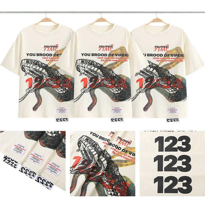 メンズTシャツRRR123ハイストリートアスリーズルーズ錬金術Python 3DフォームプリントラウンドネックルーズショートスリーブTシャツT240318