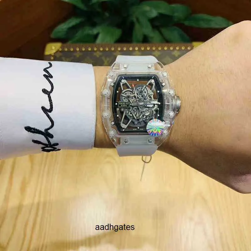 Milles Crystal transparant uitgehold Richa Out heren automatisch mechanisch horloge waterdicht mode lichtgevende tape gevoel voor technologie