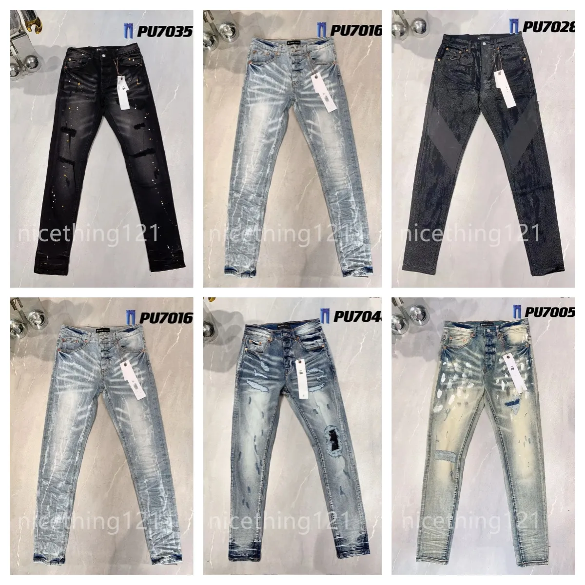 jeans violets Jeans de créateurs de luxe en détresse France Mode Pierre Straight Mens Biker Hole Stretch Denim Casual Jean Hommes Pantalon Skinny Elasticit