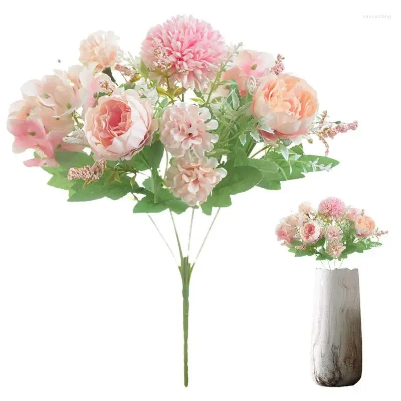 Decorative Flowers Peonies Bouquet Creative Fake Peony Branch Simulation Flower Wooden Calendar High Quality Desktop Decorate Supplies