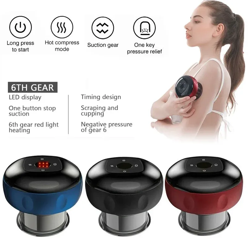 Massager Smart Electric Vacuum Cupping Massage för Body Sug Cups Guasha Scraping Therapy Massager USB RECHARGEABLE