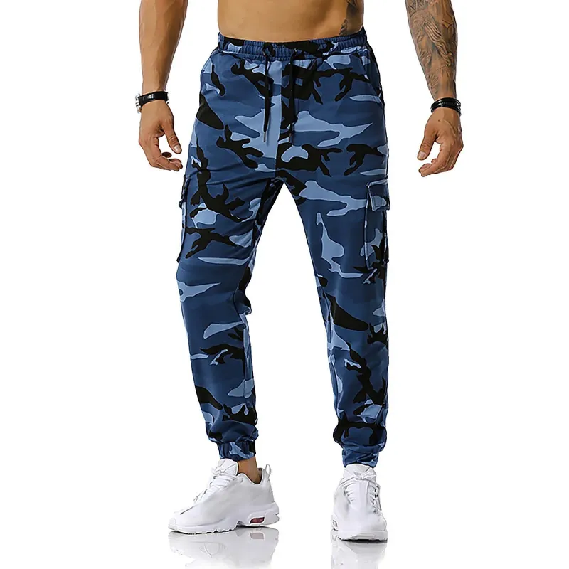 Calças masculinas Cargo Primavera Verão Moda Tendência Camuflagem com Bolsos Diariamente Básico Skinny Causal Esportes