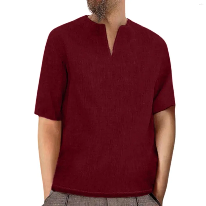 Men's T Shirts Blouse Unique Casual Print Men High Quality Cotton V-Neck Short Sleeves Summer For Training & Blouses