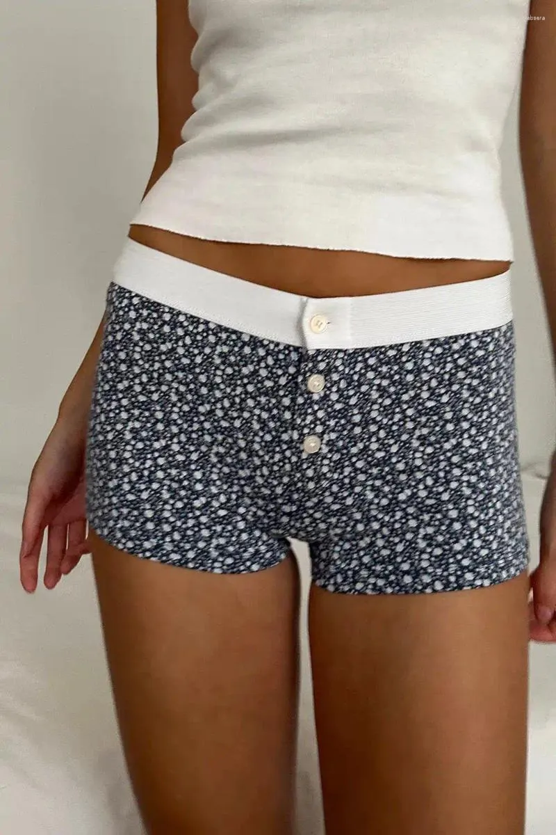 Women's Shorts Summer Casual Elastic Band Pattern Print Button Lounge