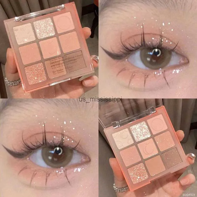 Eye Shadow Cream Peach Eyeshadow Palette Sequins Pearlescent Eye Contour Glitter Pigment Shadow Pallete Cute Makeup Beauty CosmeticsL2403