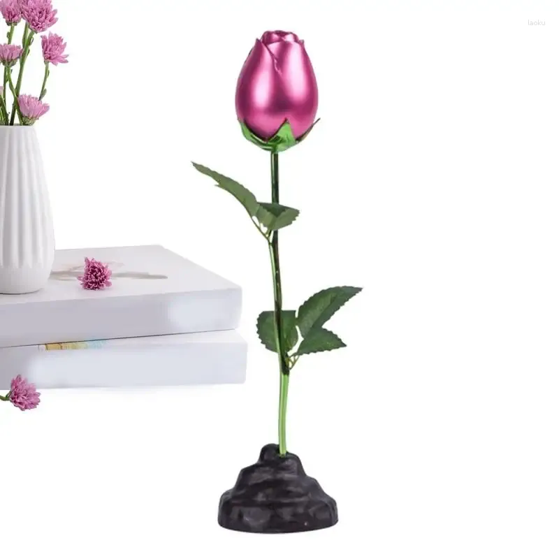 Decorative Flowers Metal Flower Figurine Multi-Functional Desk In Collectible Decors For Valentine's Romance