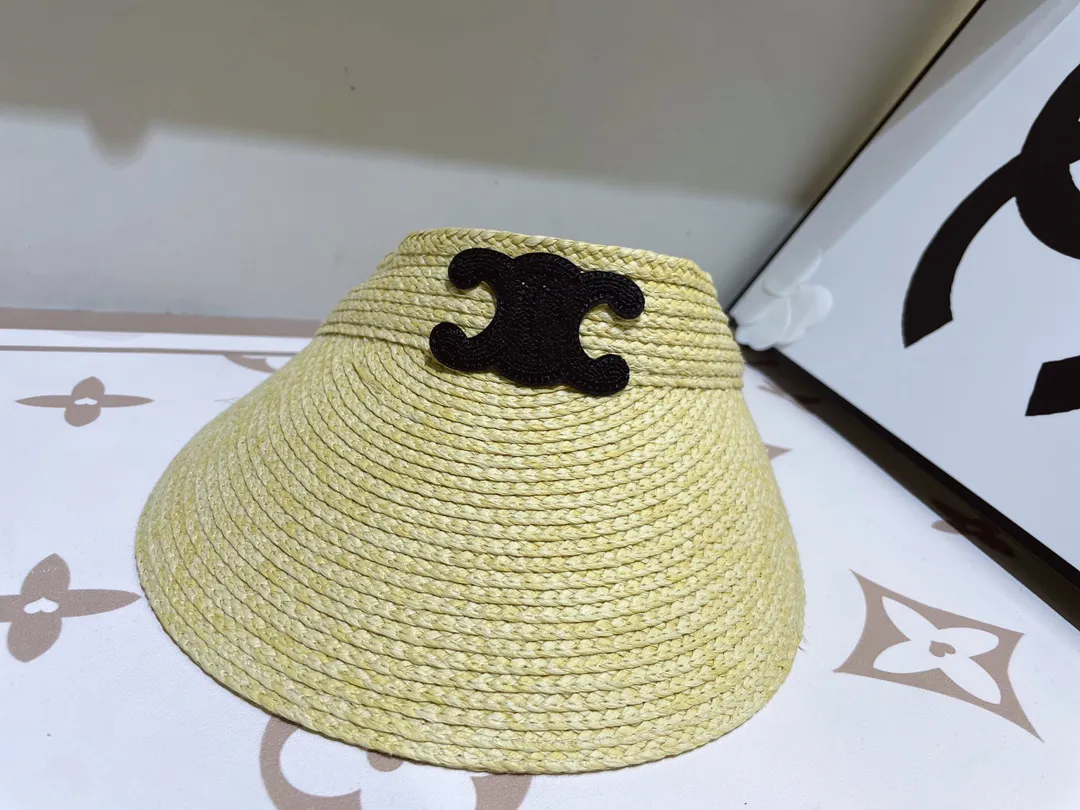 Arc de triomphe celinf pusty słomka hat damskie designerskie czapkę czapkę cienką trawę tkanin tkaninowy