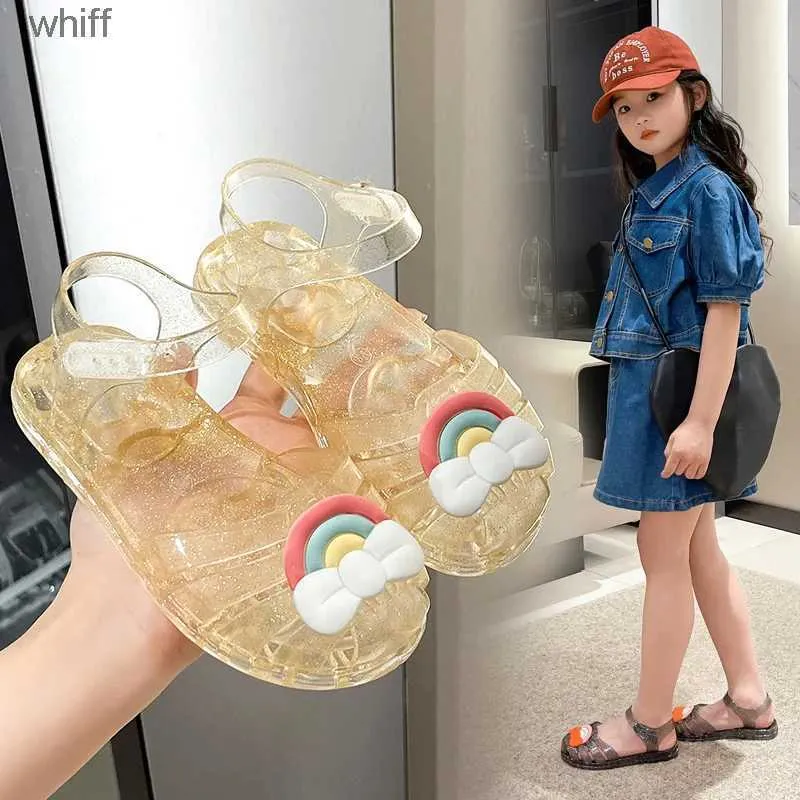 Sandalen Mädchen Sandalen Sommer Neue Regenbogen Bogen Kdis Schuhe Nette Gelee Schuhe Mode Prinzessin Schuhe Strand Mädchen Schuhe Kleinkind Mädchen SandaleC24318