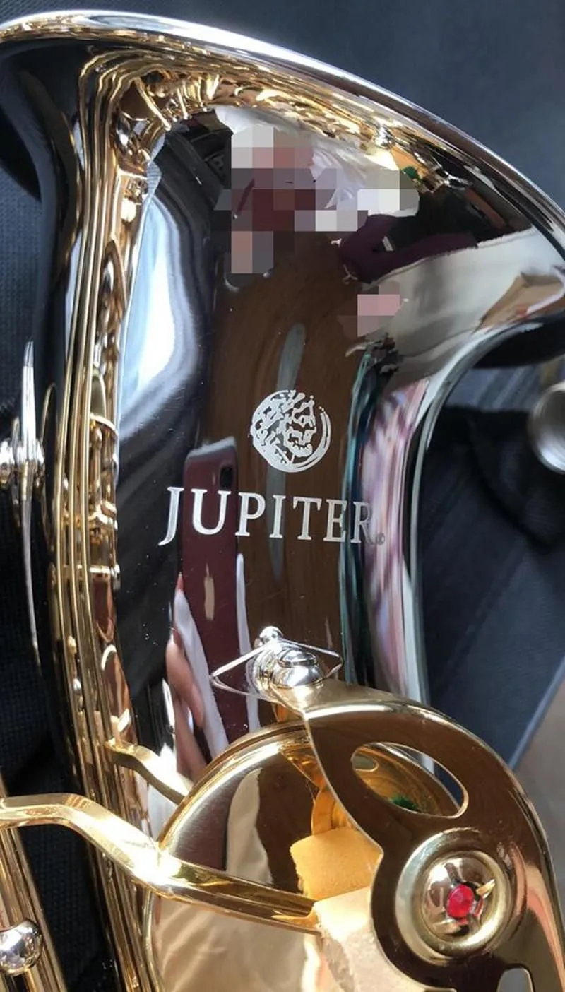 Toptan Yeni Jüpiter JAS-1100SG Eb Alto Saksafon Pirinç Nikel Kaplama Vücut Altın Lake Anahtar E-Flat Müzik Enstrümanları Sakso Ücretsiz Kargo