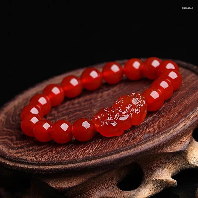 Strand Brazil Red Agate Pi Xiu Bracelet Chalcedony