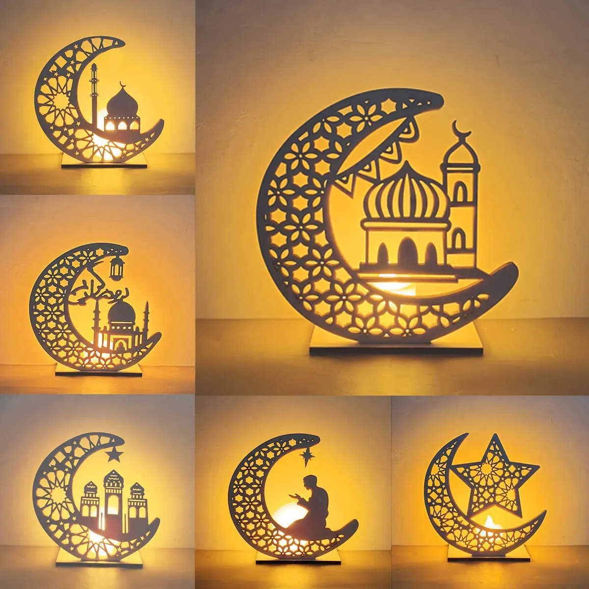 New Muslim Ramadan Kareem Decoration 2024 Candle Led Lights Eid Mubarak for Home Eid Al-Fitr Aid Moubarak Decor Party Supplies Gifts wholesale