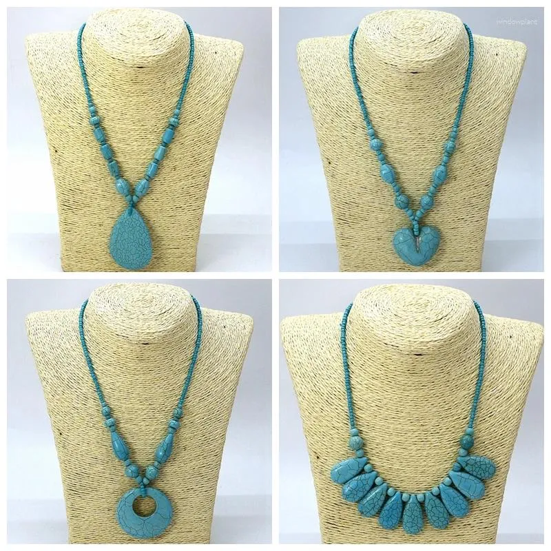 Promotions de colliers pendentifs !!Collier en pierre naturelle bleue pour femmes, bijoux à la mode, vacances, printemps et été