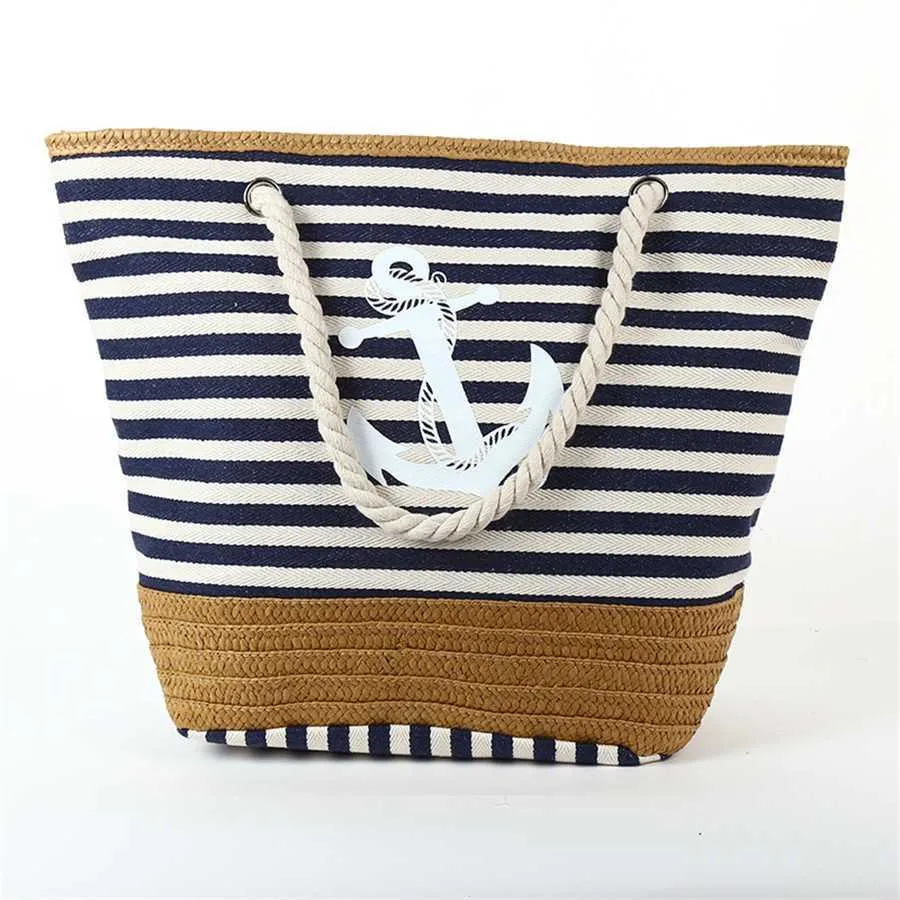 Sacs à bandoulière Mode Casual Toile Designer Sacs à main Sac fourre-tout Femmes Été Grande capacité Sac à provisions Creative Stripe Portable Tassel Beach 240311