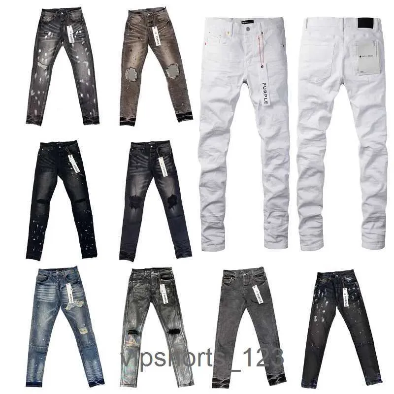 Street modedesigner lila jeans män knappar flyger svart stretch elastisk mager rippade jeans knappar flyger hip hop varumärke byxor jeans för kvinnor vit bl 4nxjpurp