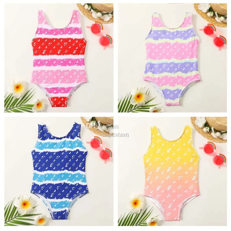 Maillot de bain pour enfants Maillot de bain une pièce de marque de marque Maillots de bain pour bébés filles Bikini Enfant en bas âge Enfants Été Imprimé Plage Piscine Sport Maillots de bain Jeunes nourrissons 2-10 ans