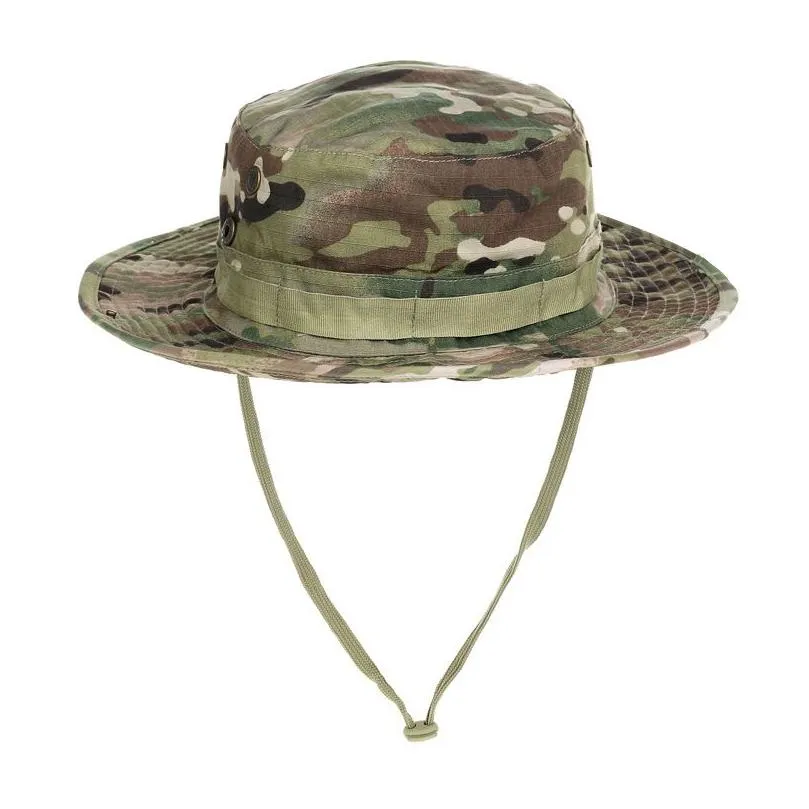 Chapéus ao ar livre Camuflagem Bucket Hat Sunhat Dobrável Borda Redonda Caps Mountain Climbing Caça e Pesca Sombrinha Respirável Viagem Ca Otz4D