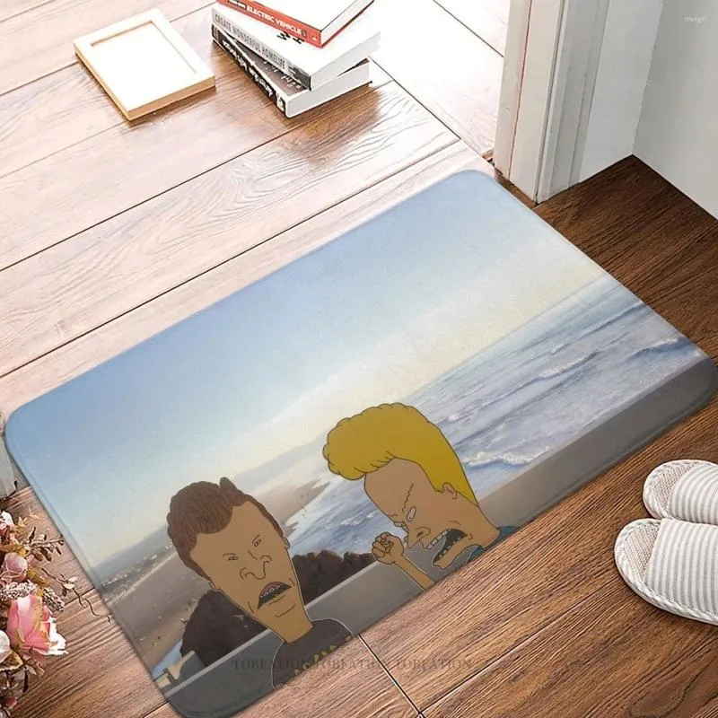 Mattor Beavis och Butthead Funny Sarcastic Cartoon Non-Slip Doormat Living Room Mat On The Beach Carpet Entrance Door Rug Indoor Decor